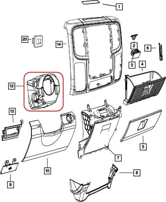 2013-2018 RAM 1500 Big Horn Steering Column Shroud Cover 1GE44DX9AC OEM - Alshned Auto Parts