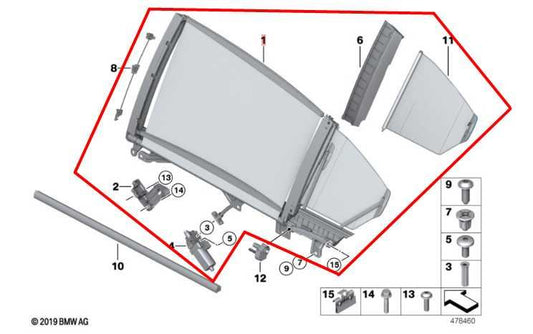 2010-15 BMW 750i xDrive Rear Left Side Door Window Sun Blind Shade Kit w/ Motor - Alshned Auto Parts
