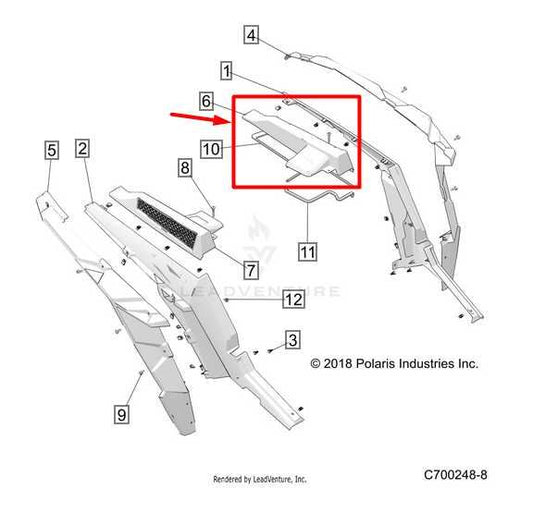 20-2023 Polaris RZR XP 1000 Left Side Pre-Filter Air Intake Cover Panel 5439799 - Alshned Auto Parts