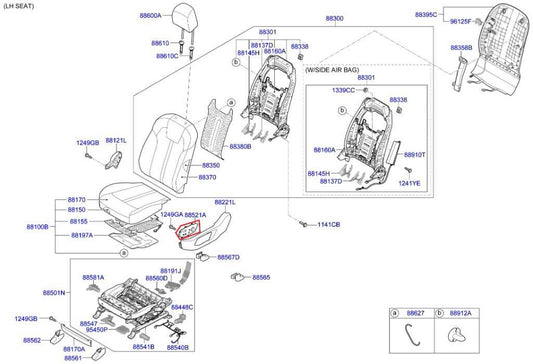 21-23 Kia Sorento X-Line SX Prestige Front Left Power Seat Switch 88070-P2020WK - Alshned Auto Parts
