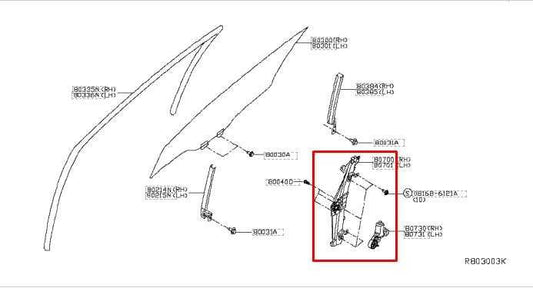 2014-2020 Nissan Rogue SV Front Right Door Window Regulator w/ Motor 80720-4BA1A - Alshned Auto Parts