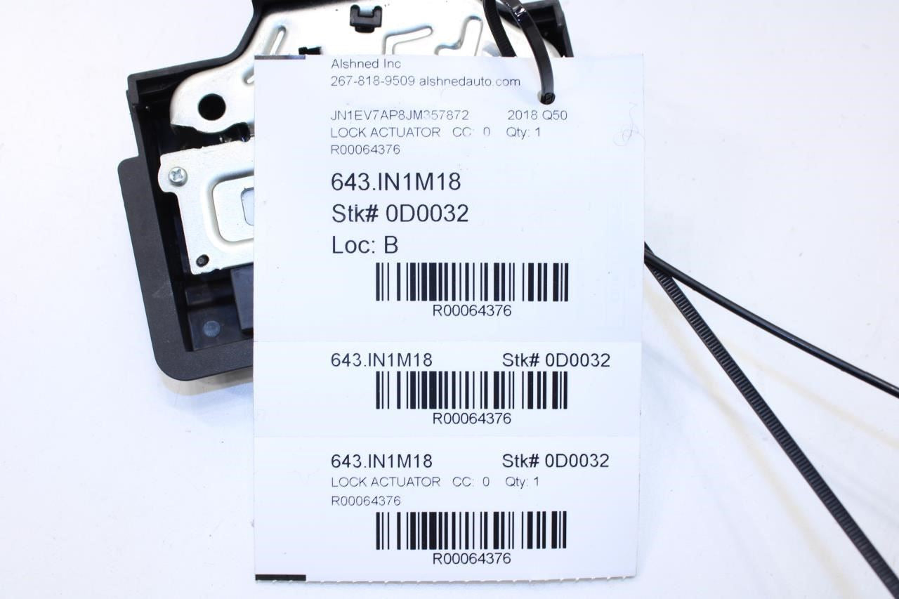 14-23 Infiniti Q50 Luxe Rear Trunk Deck Lid Latch Lock Actuator 84631-4GA3A OEM - Alshned Auto Parts