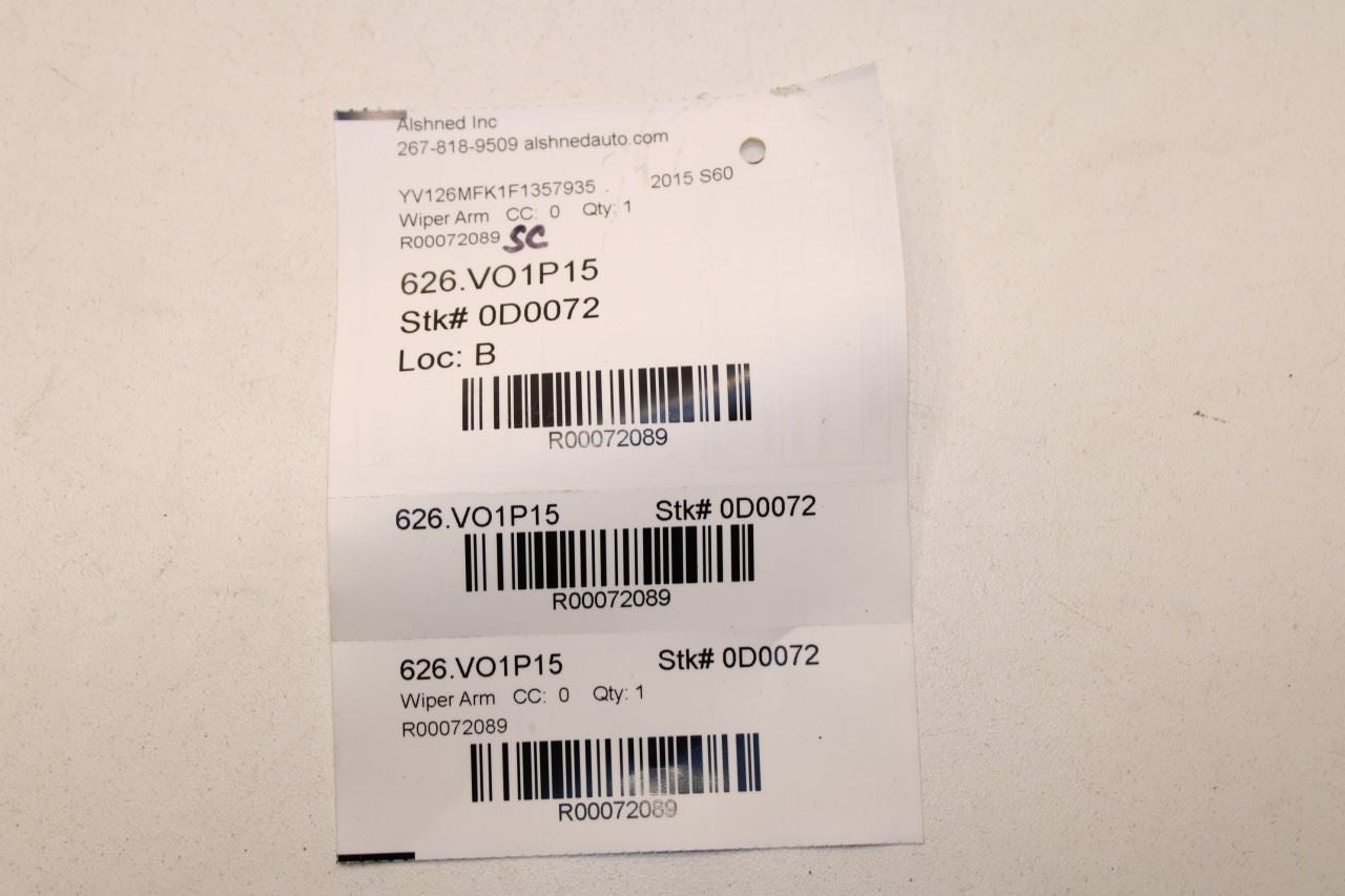 2015-16 Volvo S60 T5 Premier Front Left and Right Side Wiper Arms 30753504 - Alshned Auto Parts