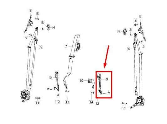 2019-2024 Ram 1500 Front Left Driver Side Seat Belt Buckle 5ZN28TX7AE OEM - Alshned Auto Parts