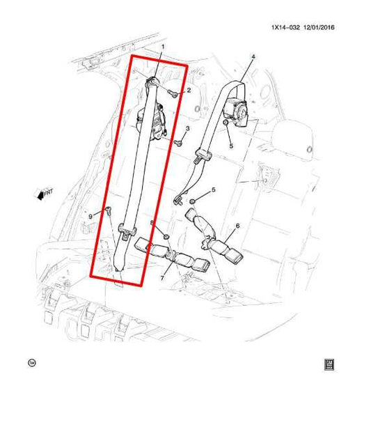 2021-24 GMC Terrain Denali Rear RH Side 2nd Row Seat Belt Retractor 84846384 OEM - Alshned Auto Parts