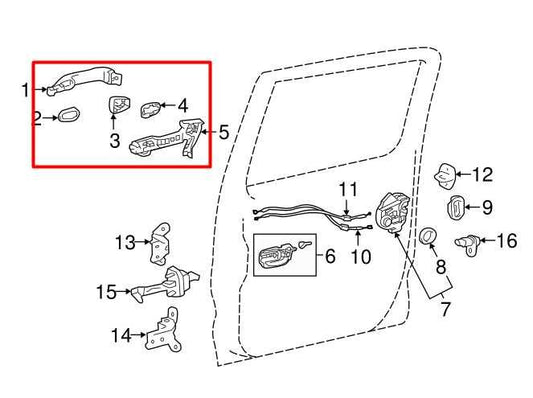 2016-2022 Toyota Tacoma Rear Right Side Door Exterior Handle 69211-0E010-B4 OEM - Alshned Auto Parts