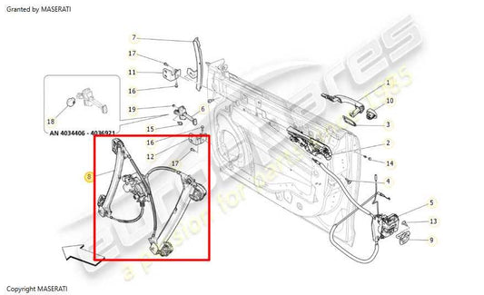 14-20 Maserati Ghibli Front Right Side Door Window Regulator w/ Motor 6700098150 - Alshned Auto Parts