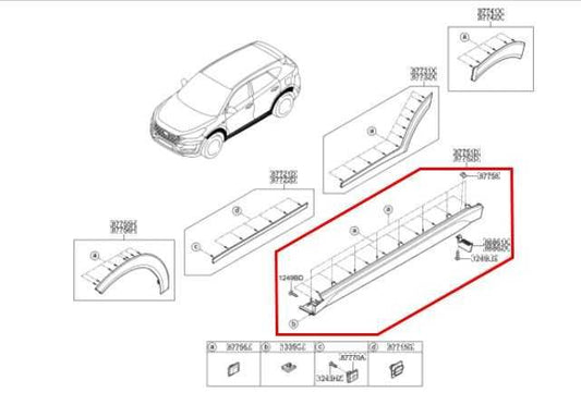 2015-2021 Hyundai Tucson Value Left Side Rocker Panel Molding 87751-D3000-CA OEM - Alshned Auto Parts