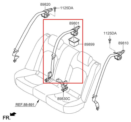 2016-20 Kia Optima LX 2.4L Rear Center 2nd Row Seat Belt Retractor 89850D5500WK - Alshned Auto Parts