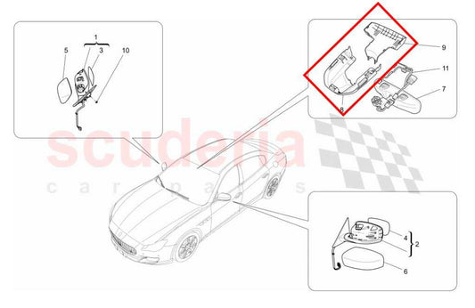 2017-2021 Maserati Ghibli Interior Rear View Mirror Cover Trim 670071793 OEM - Alshned Auto Parts
