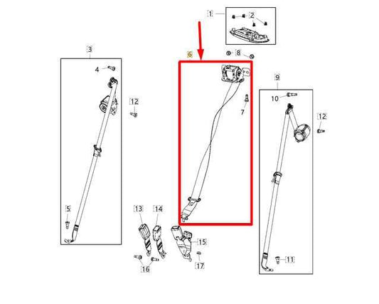 17-21 Chrysler Pacifica RR Center 3rd Row Seat Belt Retractor 6EB02PD2AD *ReaD* - Alshned Auto Parts
