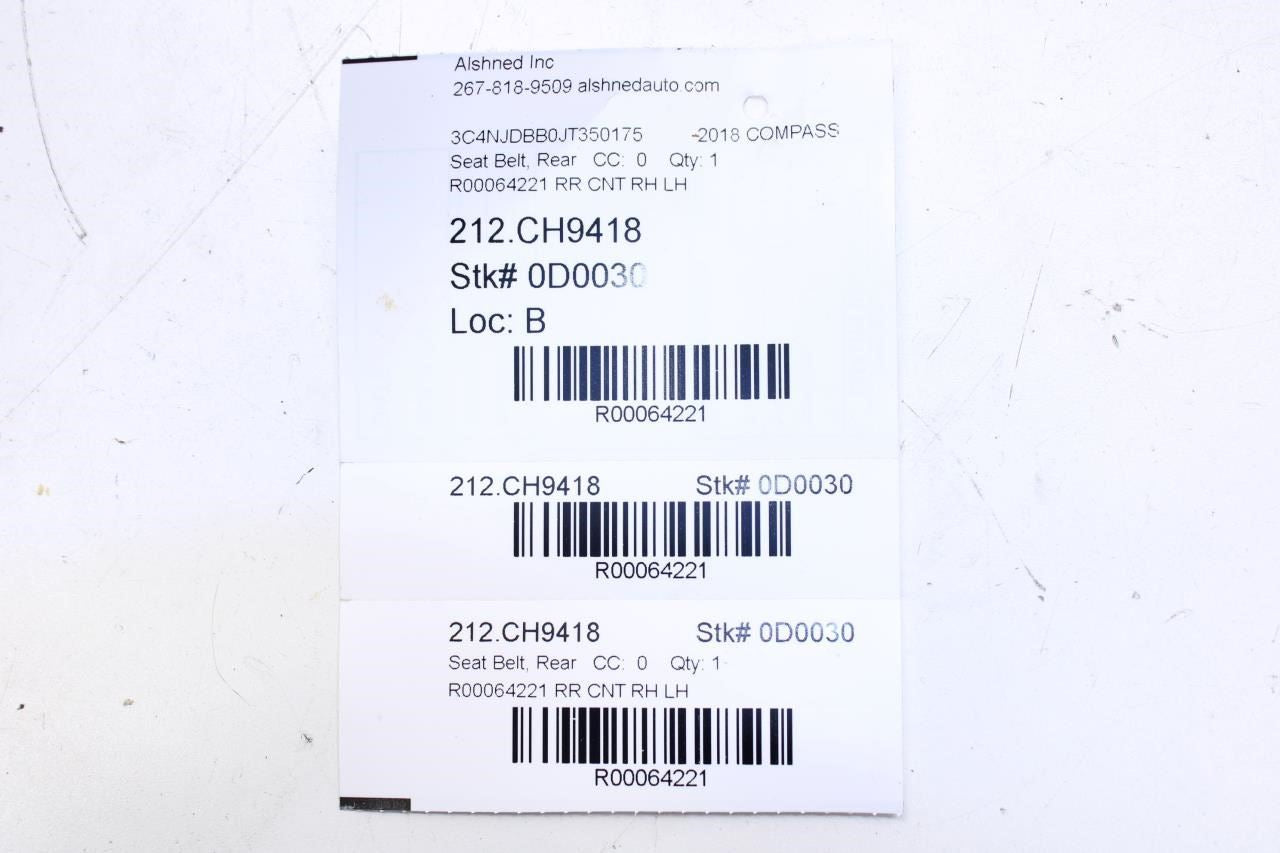 2018-2023 Jeep Compass Rear Center RH and LH Seat Belt Buckle Set 5SV15DX9AA OEM - Alshned Auto Parts