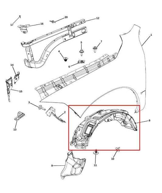 2011-18 RAM 1500 Big Horn Front Right Side Wheelhouse Liner Splash Shield *ReaD* - Alshned Auto Parts
