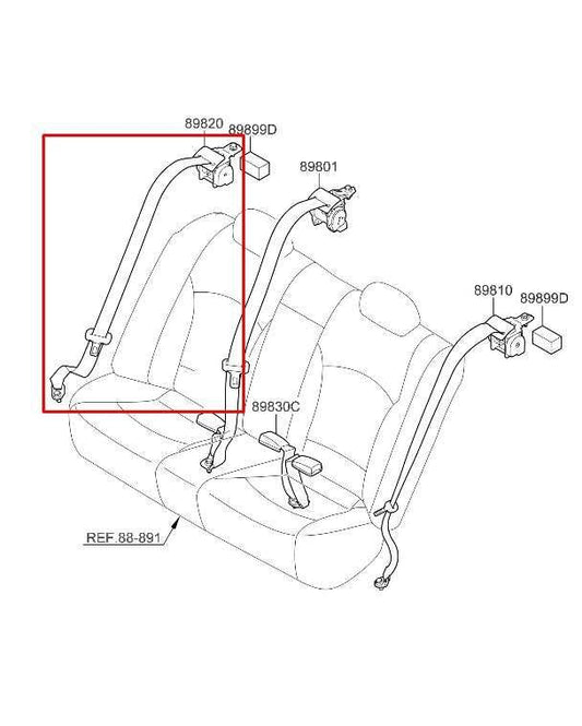 2011-15 Kia Optima LX 2.4L Rear Passenger Right Side 2nd Row Seat Belt Retractor - Alshned Auto Parts
