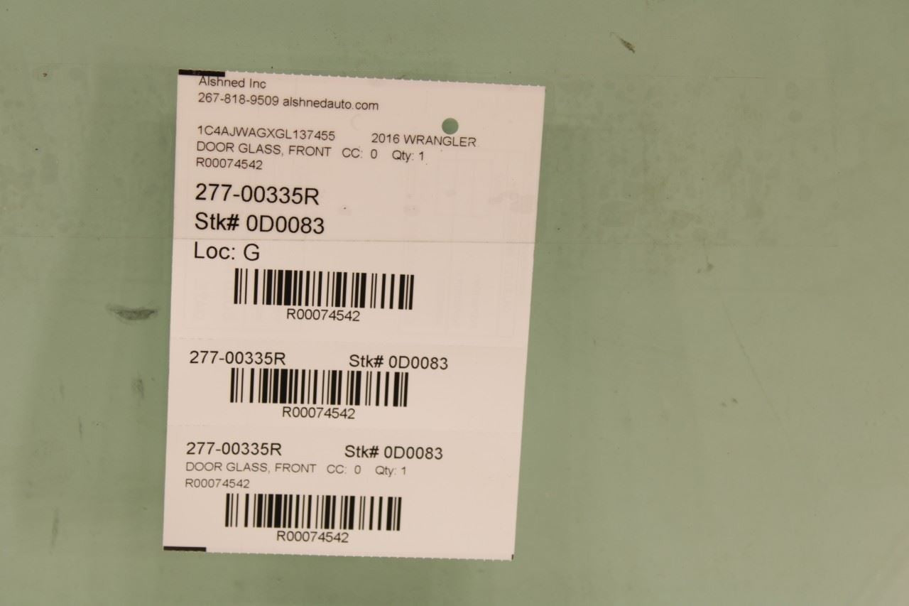 2007-2018 Jeep Wrangler Sport 2dr Front Right Door Window Glass 55395248AB OEM - Alshned Auto Parts