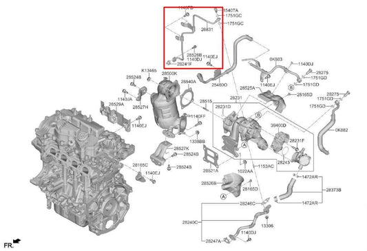 2021-24 Kia K5 GTLine 1.6L Turbocharger Oil Feed Tube Pipe Line 282402M810 OEM - Alshned Auto Parts