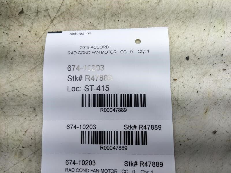 2018-2020 Honda Accord Condenser Cooling Fan Motor Assembly 38615-6A0-A01 OEM - Alshned Auto Parts