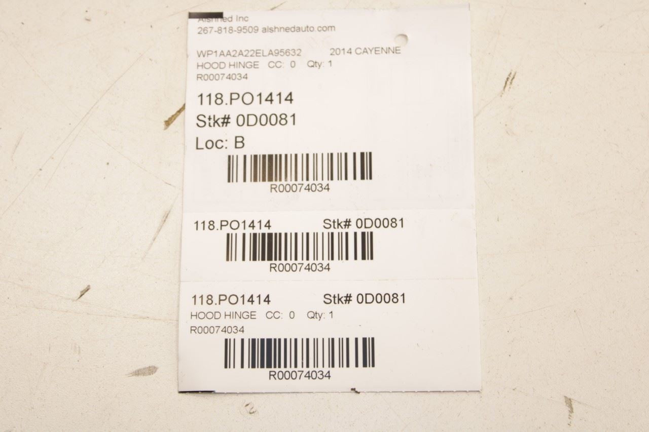 201114 Porsche Cayenne Platinum Front Right and Left Driver Side Hood Hinge Set - Alshned Auto Parts