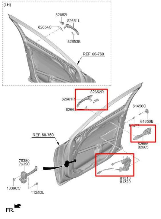 2021-24 Kia K5 GTLine Front RH Side Door Exterior Handle w/ Lock Latch Actuator - Alshned Auto Parts