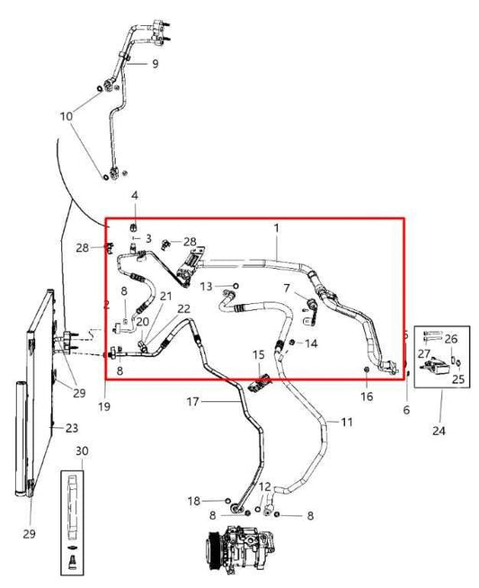 14-24 Ram 1500 Classic Quad Cab 5.7L 4WD AC Conditioning Suction and Liquid Hose - Alshned Auto Parts