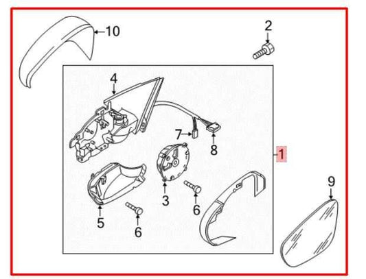 2016-2018 Volkswagen Passat SE 1.8L FWD Passenger Right Side Rear View Mirror - Alshned Auto Parts