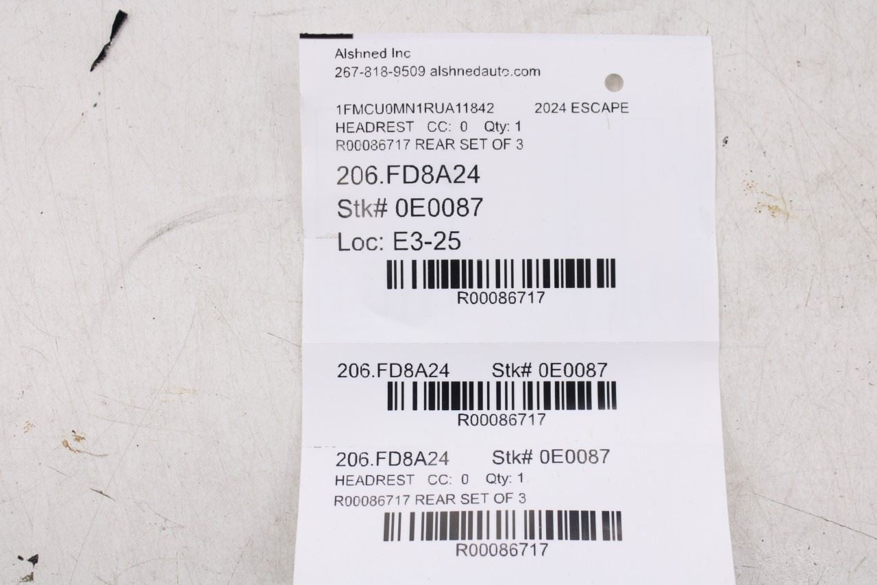 23-26 Ford Escape ST-Line Rear RH LH Side and Center 2nd Row Seat Headrest Set - Alshned Auto Parts