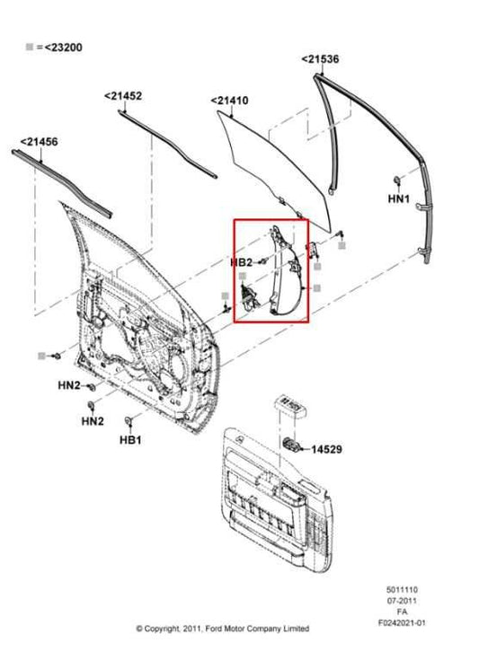 13-16 Ford F250 Lariat Crew Cab Front Right Side Door Window Regulator w/ Motor - Alshned Auto Parts