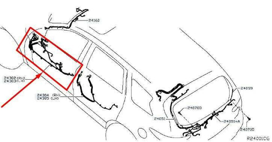 2016-2019 Infiniti QX60 Front Left Driver Door Wire Harness 24125-9NJ0C OEM1