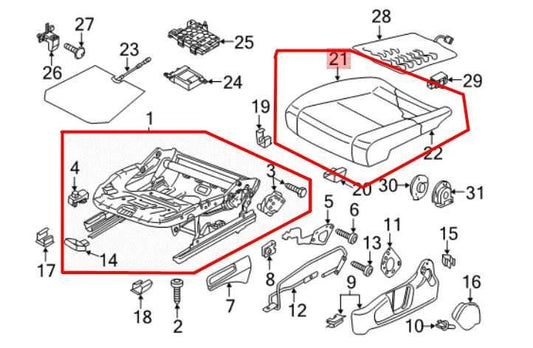 2016-18 Volkswagen Passat SE Front Right Side Seat Lower Track Frame w/ Cushion - Alshned Auto Parts
