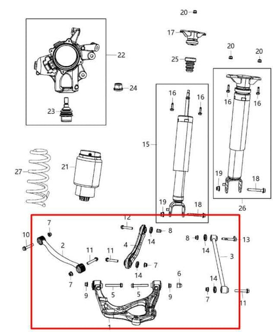 2015-22 Jeep Grand Cherokee Overland 4WD Rear Suspension RH Side Control Arm Set - Alshned Auto Parts