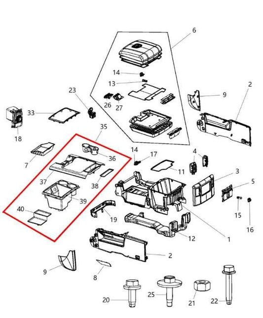 2013-2015 RAM 1500 Big Horn Center Console Storage Tray Bezel Trim w/ Cup Holder - Alshned Auto Parts
