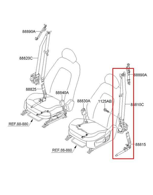 11-15 Kia Optima LX 2.4L Front Driver Left Side Seat Belt Retractor 88810-2T510 - Alshned Auto Parts