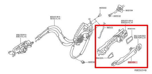 2014-2017 Nissan Rogue SV Front Right Side Door Exterior Handle 80640-4BA0B OEM - Alshned Auto Parts