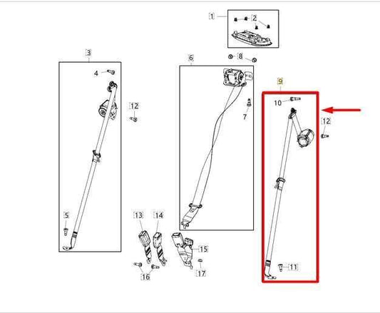 2017-21 Chrysler Pacifica Rear LH 3rd Row Seat Belt Retractor 6EB04PD2AE *ReaD* - Alshned Auto Parts