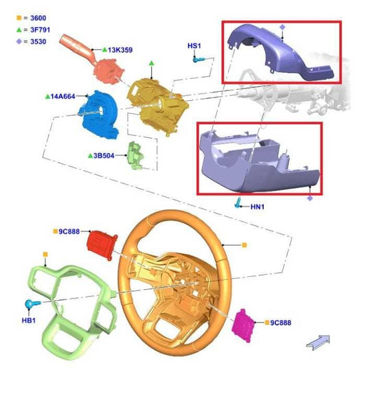 22-24 Ford Expedition MAX XLT Steering Column Shroud Cover Trim ML3B-3F832-BH - Alshned Auto Parts