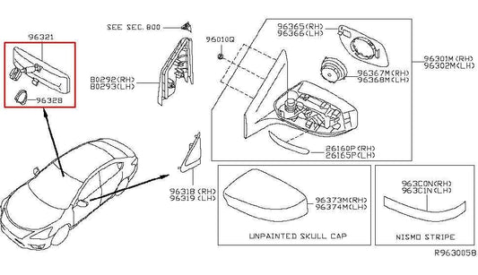 2014-2019 Nissan Sentra SL Interior Inside Rear View Mirror 963213WV0A OEM - Alshned Auto Parts