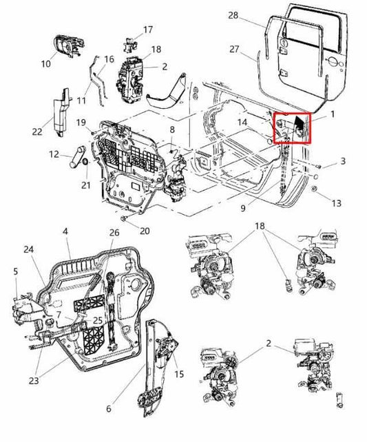 07-18 Jeep Wrangler Sport 2dr Front Right and Left Side Door Exterior Handle Set - Alshned Auto Parts