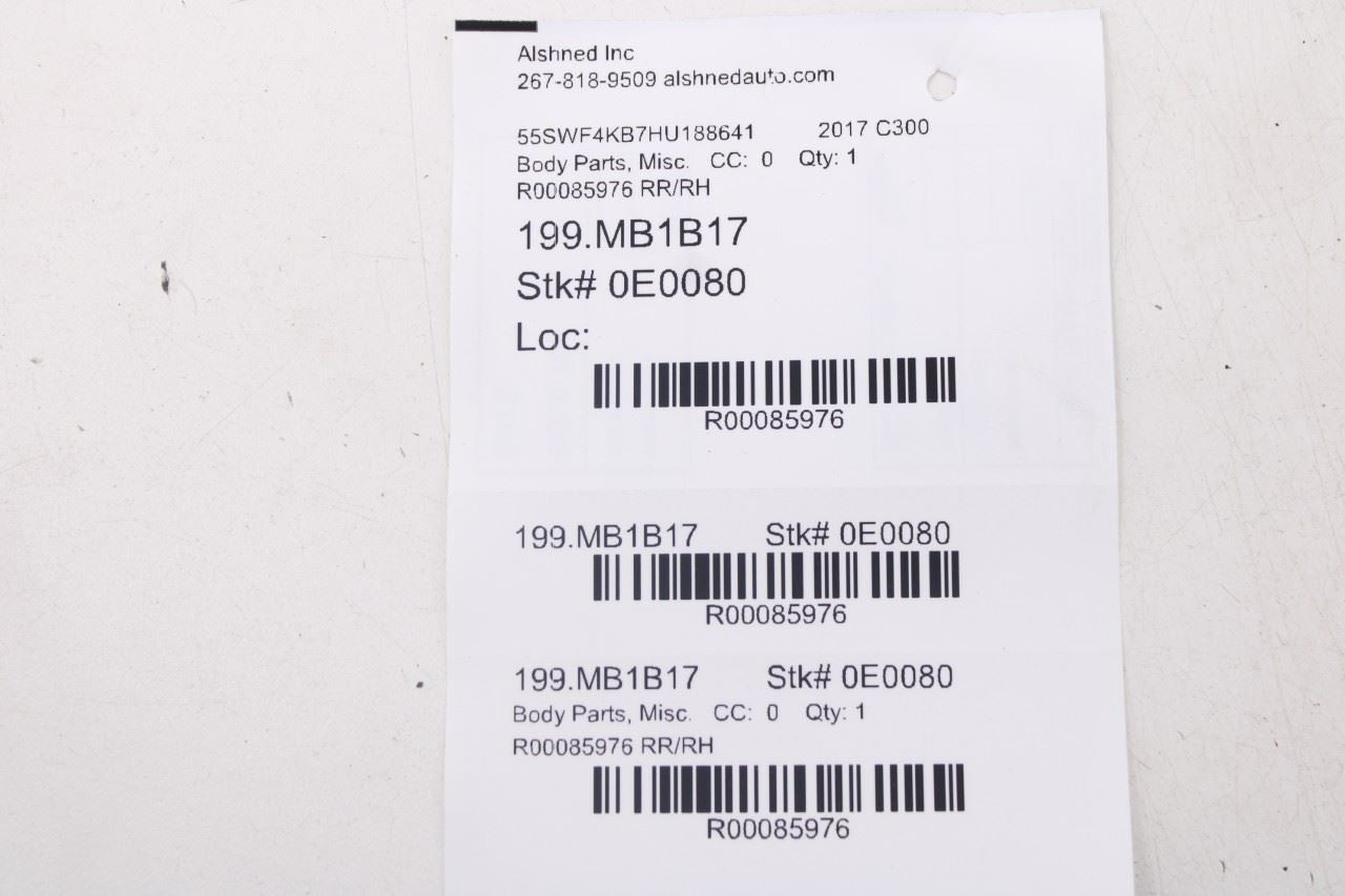 2015-2021 Mercedes-Benz C300 4Matic Sedan Rear Right Door Weatherstrip On Body10