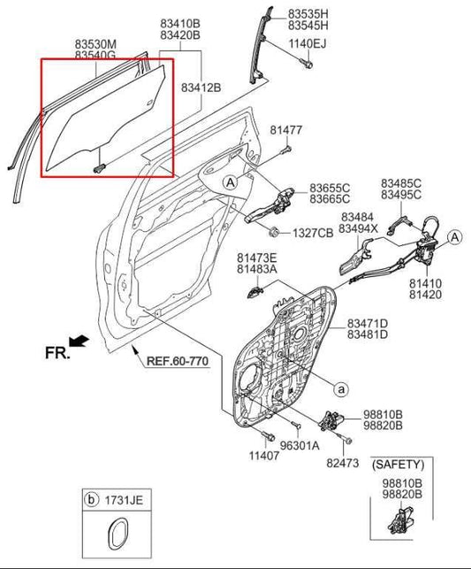 2015-2020 Kia Sorento EX Rear Left Driver Side Door Window Glass 83410-C5010 OEM - Alshned Auto Parts