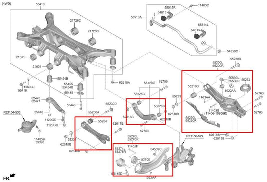 2021-24 Kia K5 GTLine AWD Rear Driver Left Lower and Upper Control Arm Set of 4 - Alshned Auto Parts