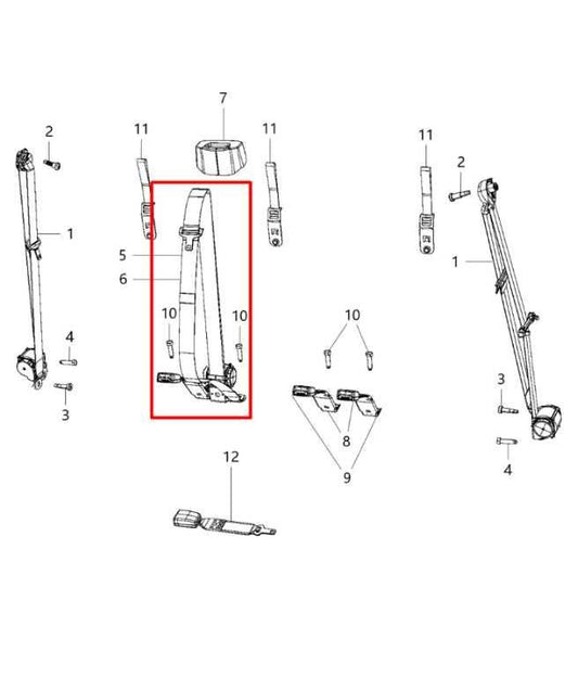 2013-18 Ram 2500 Tradesman Crew Cab 6.4L Rear Center 2nd Row Seat Belt Retractor - Alshned Auto Parts