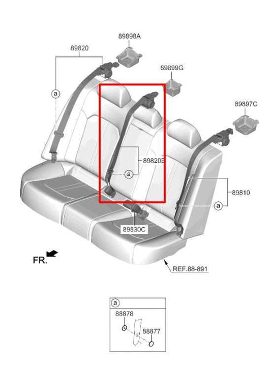 21-24 Kia K5 GTLine 1.6L AWD Rear Center 2nd Row Seat Belt Retractor w/ Buckle - Alshned Auto Parts