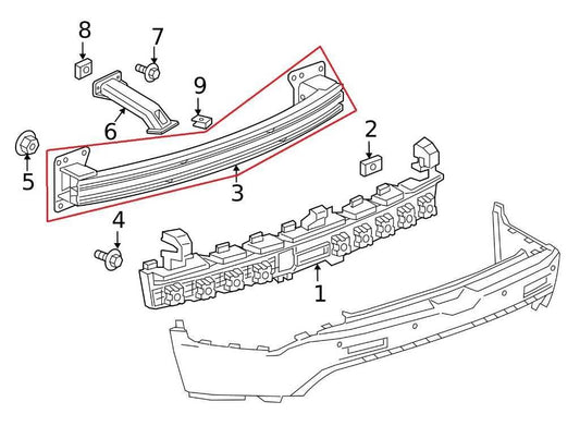 2017-2023 GMC Acadia SLT-1 Rear Bumper Reinforcement Impact Bar Beam 84931850 - Alshned Auto Parts