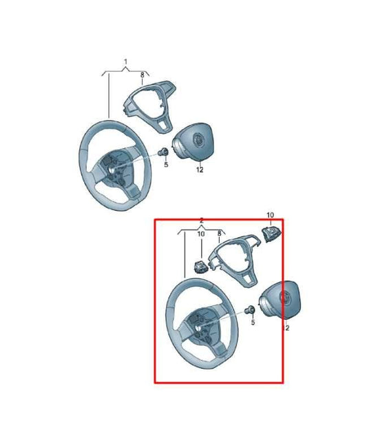 2016-22 Volkswagen Passat SE 1.8L FWD Steering Wheel Leather w/ Control Buttons - Alshned Auto Parts