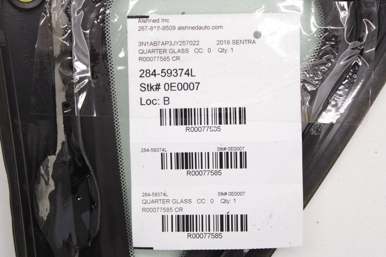 2013-19 Nissan Sentra SL Rear Left Side Quarter Window Glass 833013SG0A *ReaD* - Alshned Auto Parts