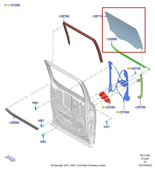 15-16 Ford F150 3.5L Rear Driver Left Side Door Window Glass FL34-1625713-B OEM - Alshned Auto Parts