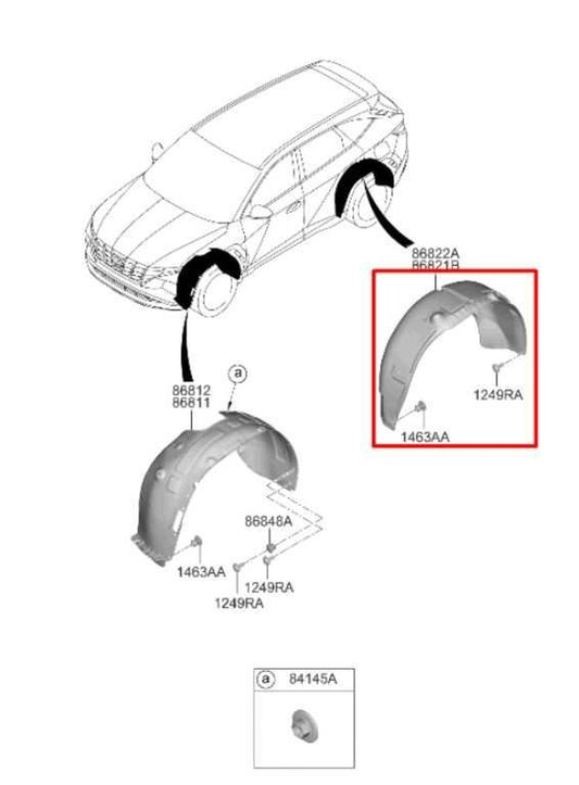 2022-24 Hyundai Tucson SEL Rear Left Driver Side Wheelhouse Liner Splash Shield - Alshned Auto Parts