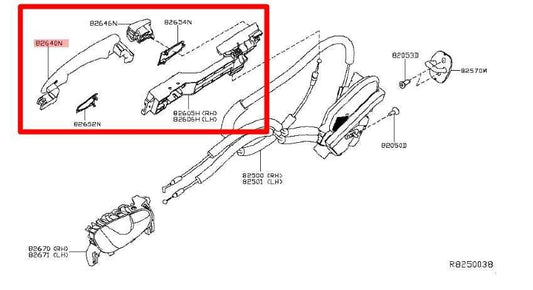 2014-2020 Nissan Rogue SV Rear Right Side Door Exterior Handle 80640-4BA0D OEM - Alshned Auto Parts