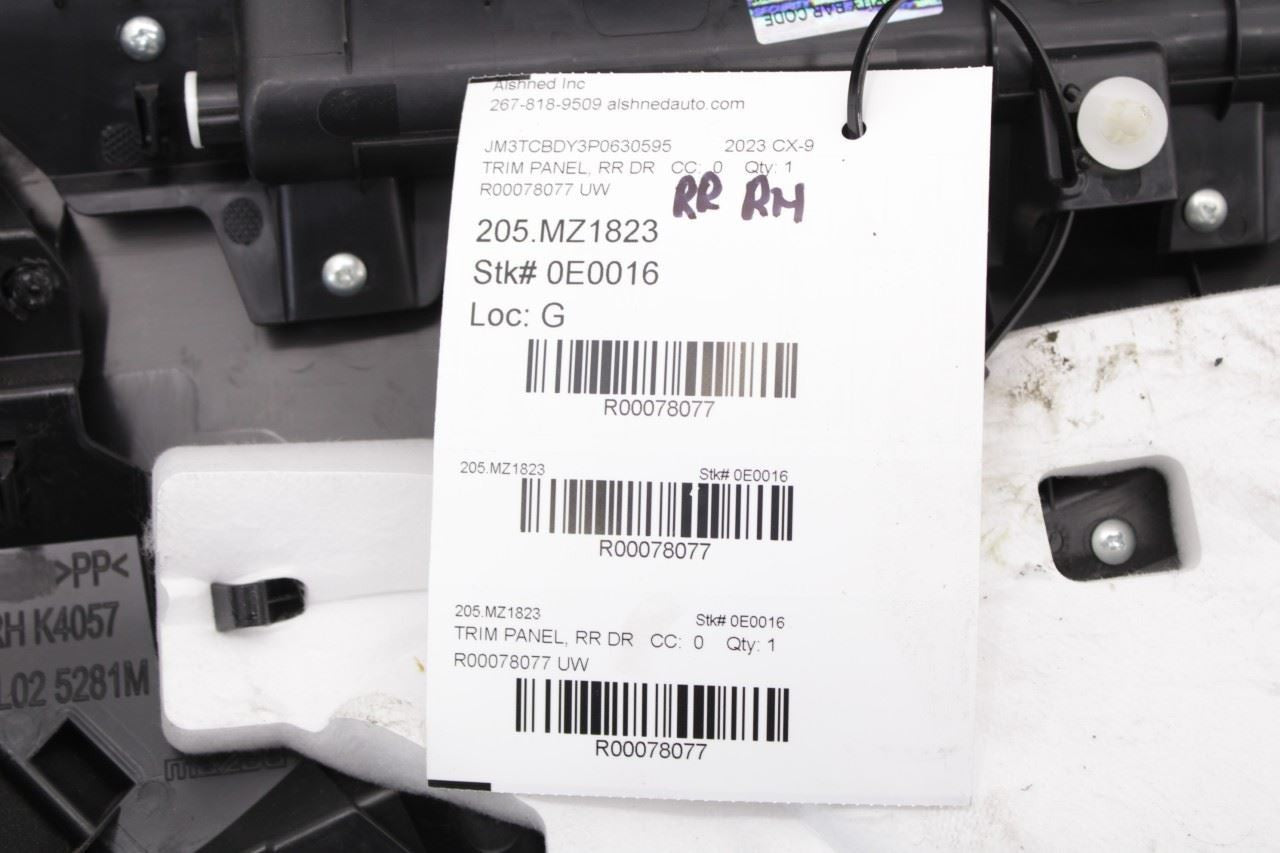 2020-23 Mazda CX9 Grand Touring Rear Right Door Trim Panel TA0D68520A05 OEM - Alshned Auto Parts