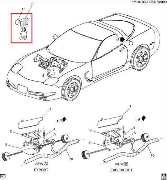 1997-2000 Chevrolet Corvette 5.7L Smart Key Keyless Remote Entry Fob Transmitter - Alshned Auto Parts